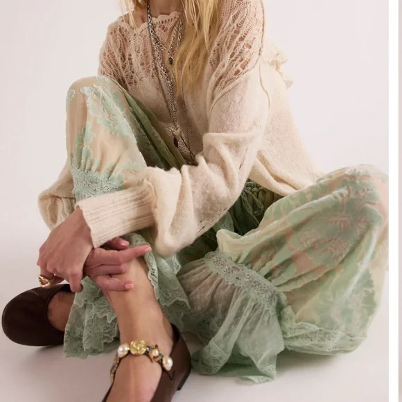 Free People Forever Young Burnout Pants- Seafoam Combo - Picture 1 of 13